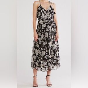 Joie Black and White Floral A-Line Skirt